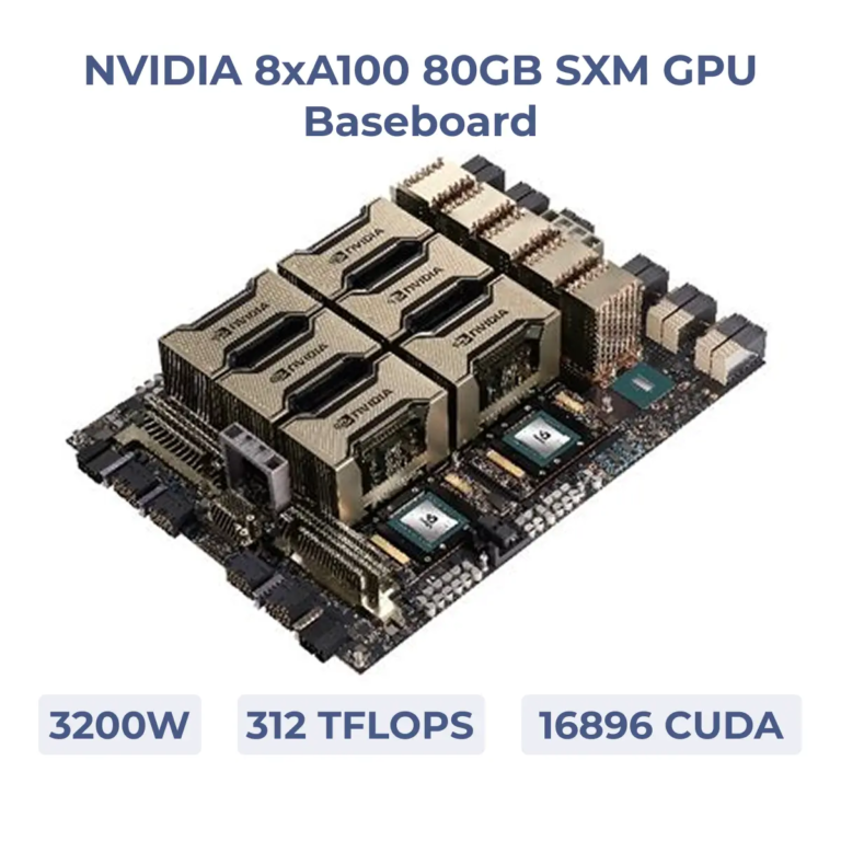 NVIDIA A100 8x80GB Baseboard with specifications shown